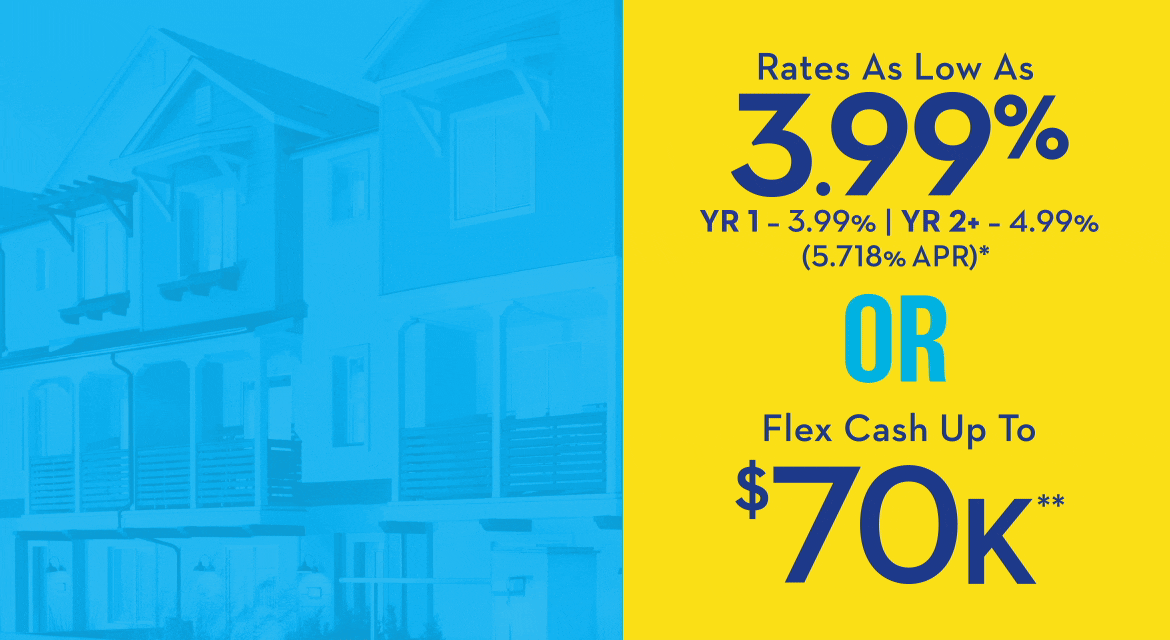 A LOT FOR YOU - Rates As Low As 3.99% YR 1 - 3.99% | YR 2+ - 4.99% (5.773% APR)* OR Flex Cash Up To $70K**